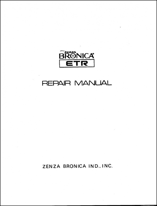 Bronica ETR Service Manual