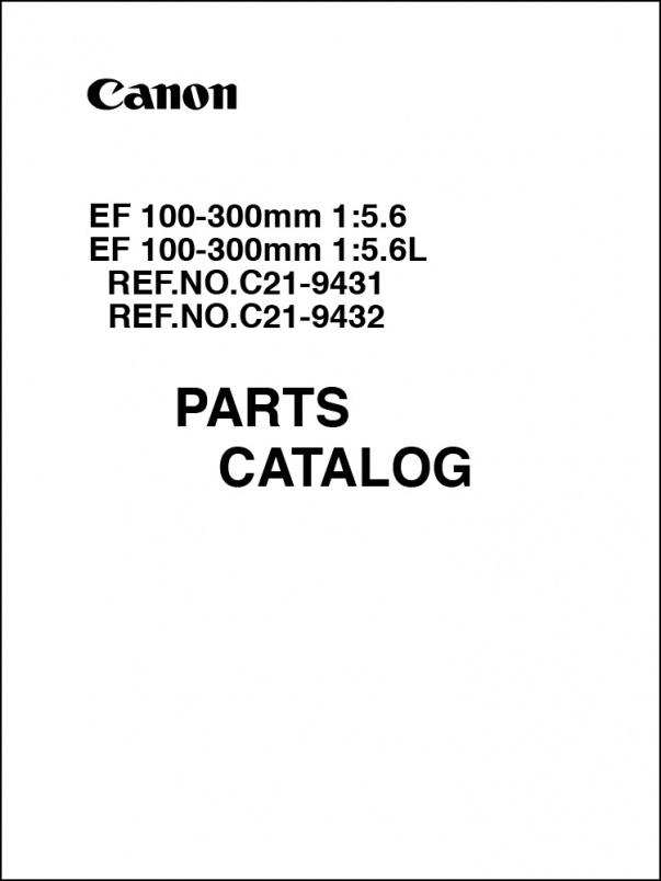Canon EF 100-300mm f5.6L Parts Catalog