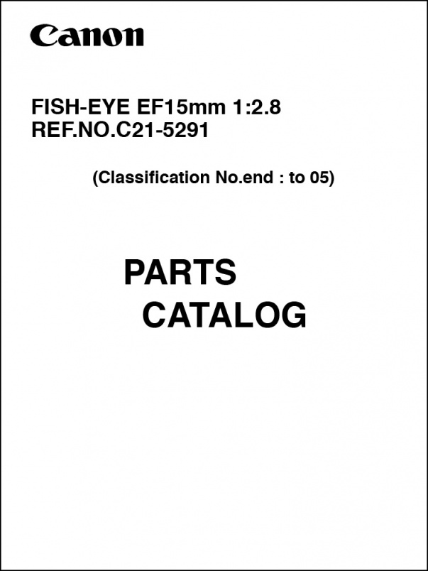 Canon EF 15mm f2.8 Fisheye Parts Catalog