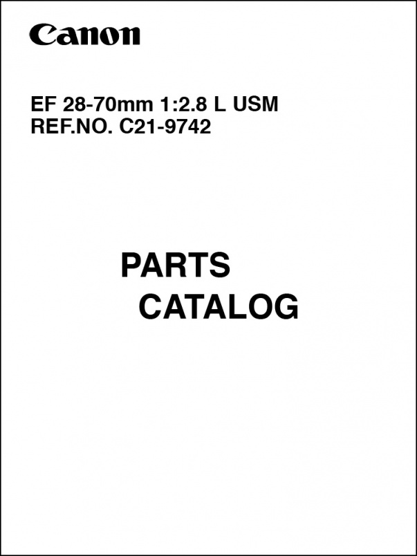 Canon EF 28-70mm f2.8L Parts Catalog