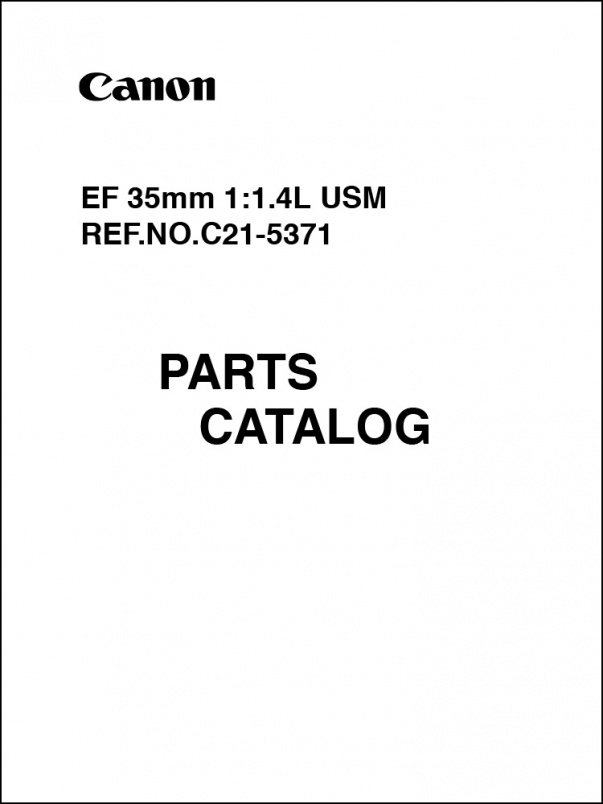 Canon EF 35mm f1.4L Parts Catalog