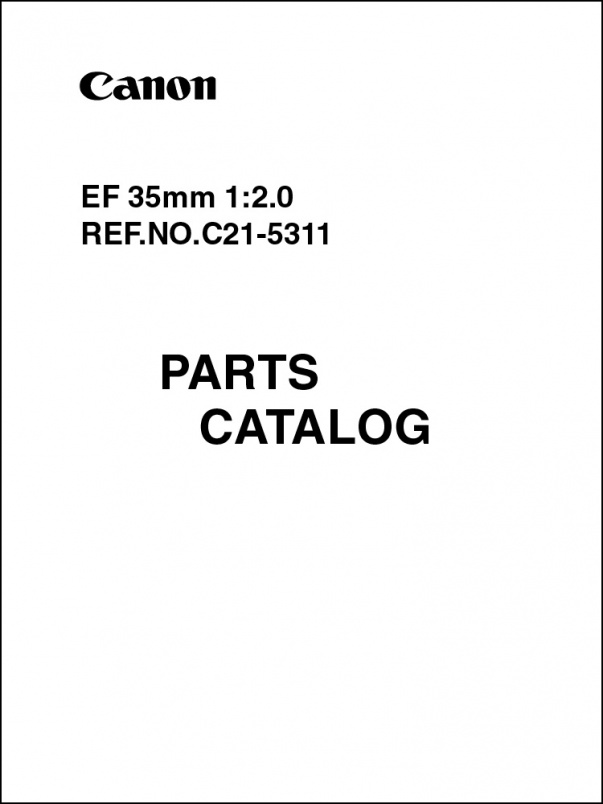 Canon EF 35mm f2 Parts Catalog