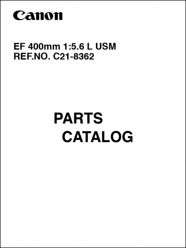 Canon EF 400mm f5.6L Parts Catalog