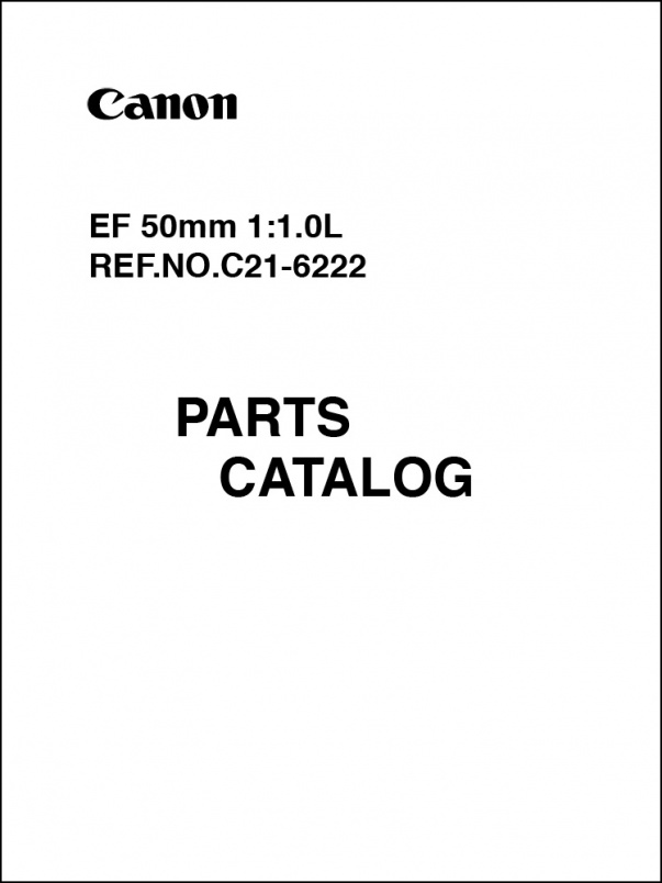 Canon EF 50mm f1.0L Parts Catalog