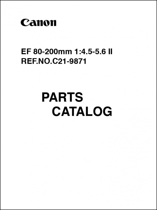 Canon EF 80-200mm f4-5.6 II Parts Catalog