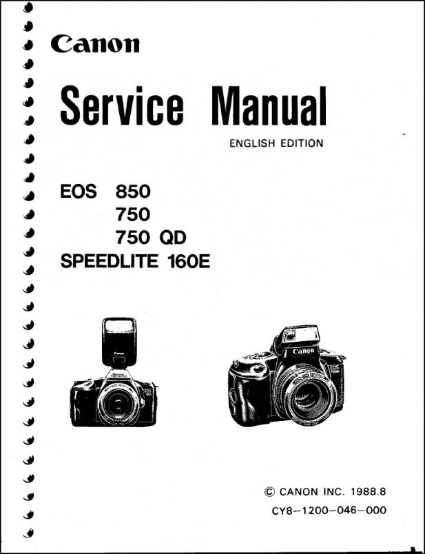 Canon EOS-750, EOS-850, and Speedlight 160E Service Manual