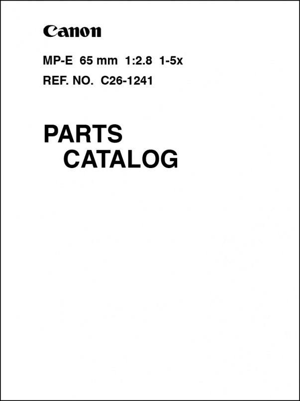 Canon MP-E 65mm f2.8 Macro Parts Catalog