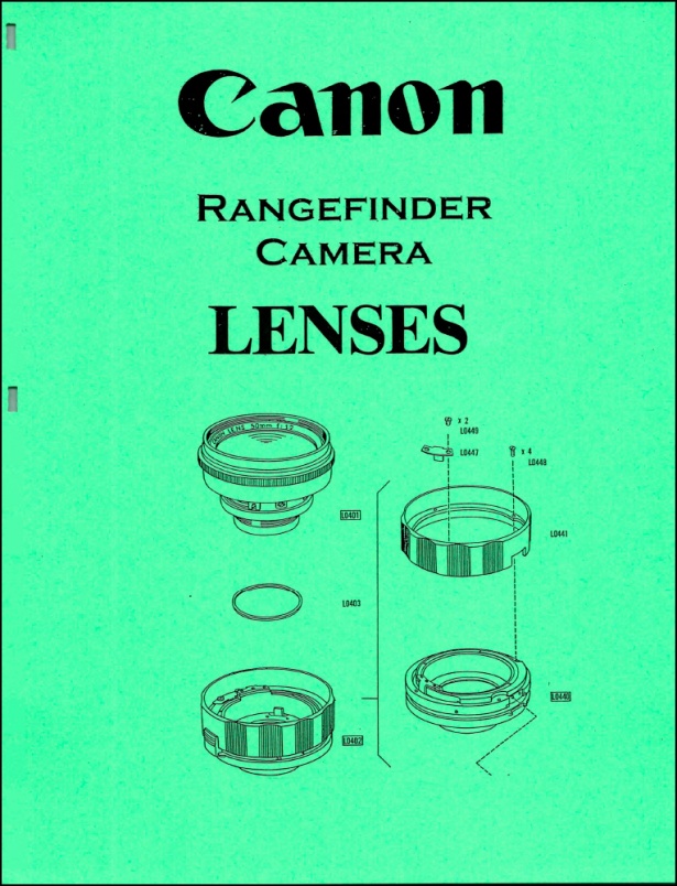 Canon Rangefinder Lenses Exploded Diagrams