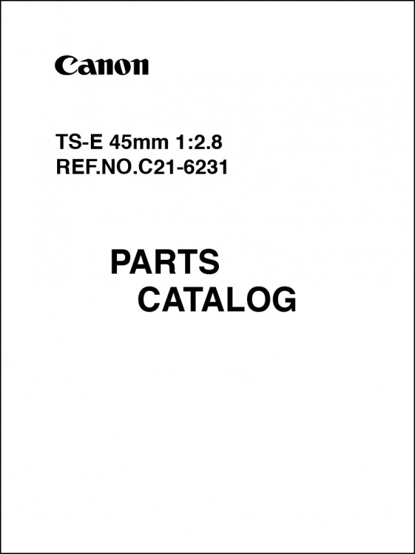 Canon TS-E 45mm f2.8L Parts Catalog