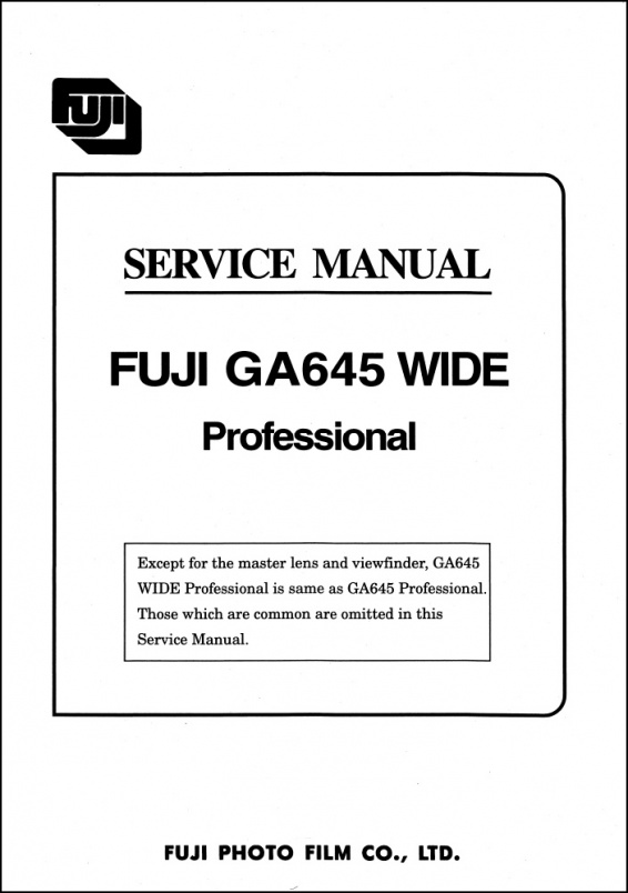 Fuji GA645 Wide Repair Manual