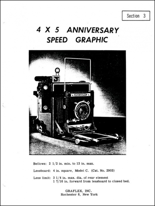 Graflex 4x5 Anniversary Speed Graphic Service Manual