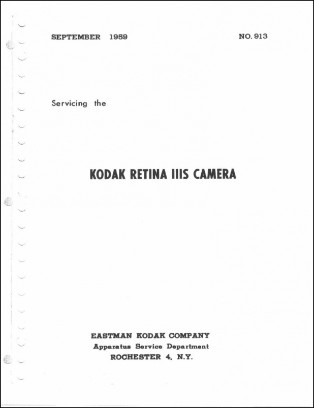 Kodak Retina IIIS Repair Manual