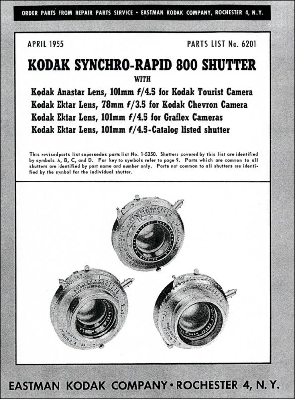Kodak Synchro-Rapid 800 Shutter Service Manual