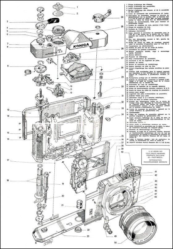 Konica Autoreflex T3 Parts Diagrams