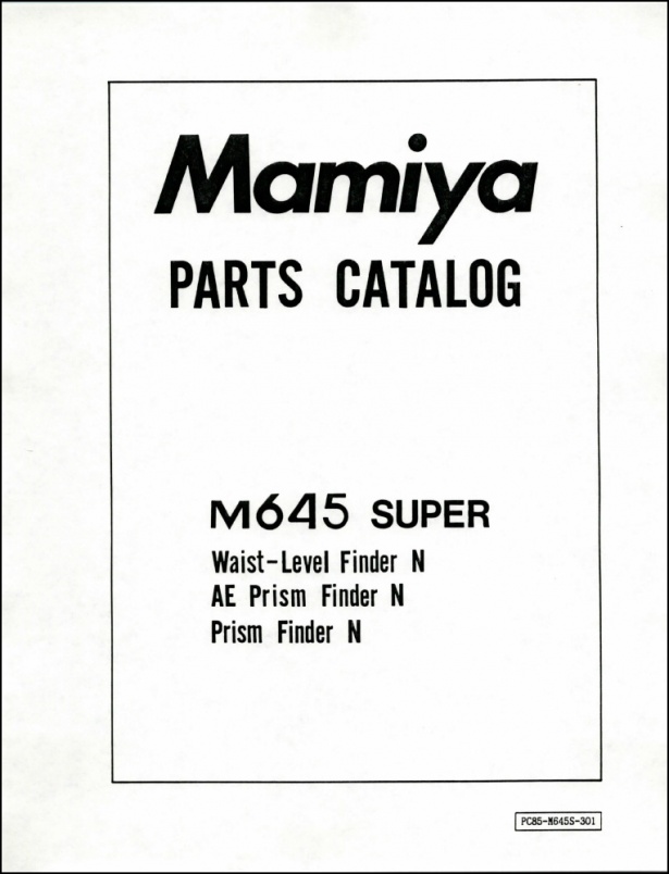 Mamiya M645 Super Viewfinders Parts List