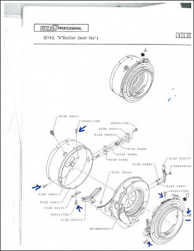Mamiya RZ-67 37mm Fisheye Lens Parts Diagrams