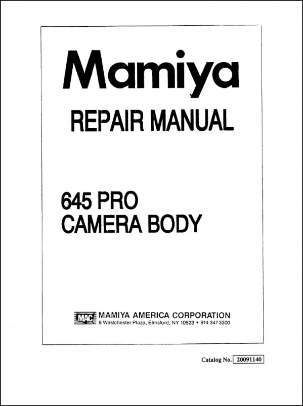 Mamiya M645 Pro Service Manual