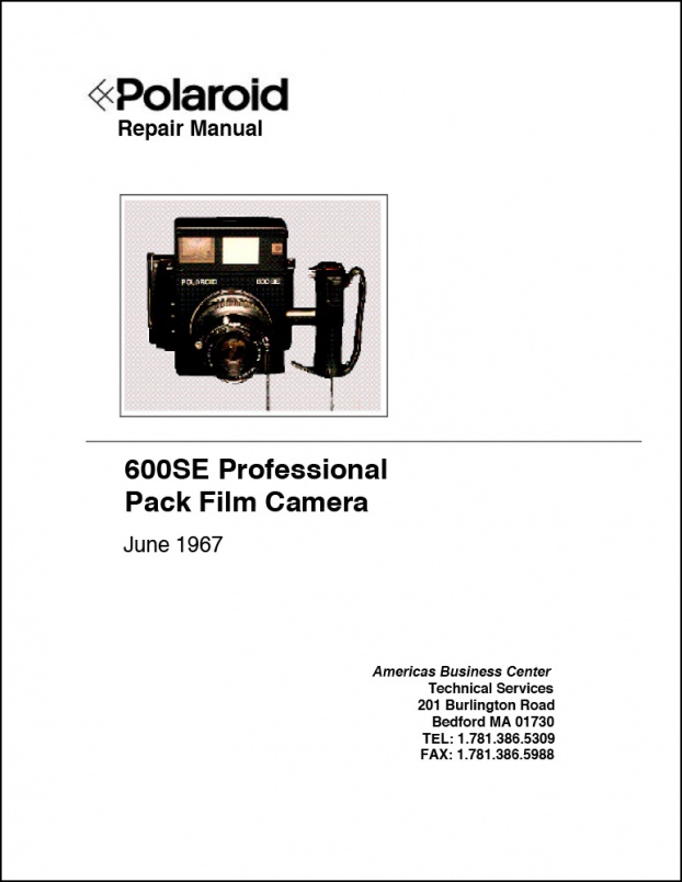 Product Details 600SE Service Manual | Polaroid | Service Manuals | Learn Camera Repair