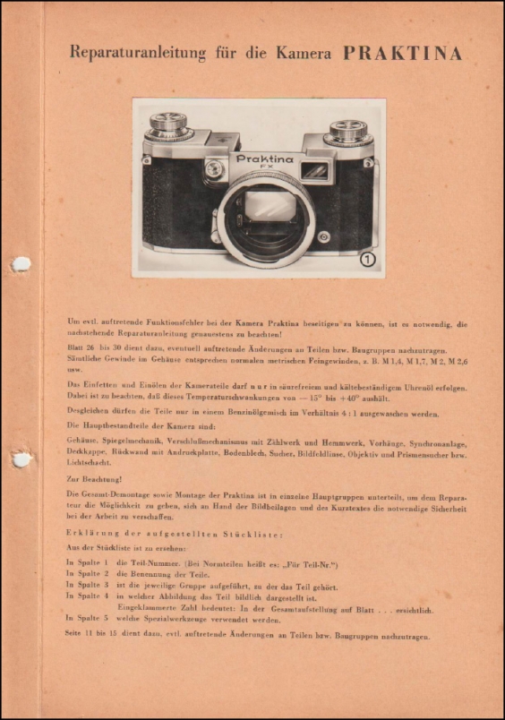 Praktina Service Manual and Parts List