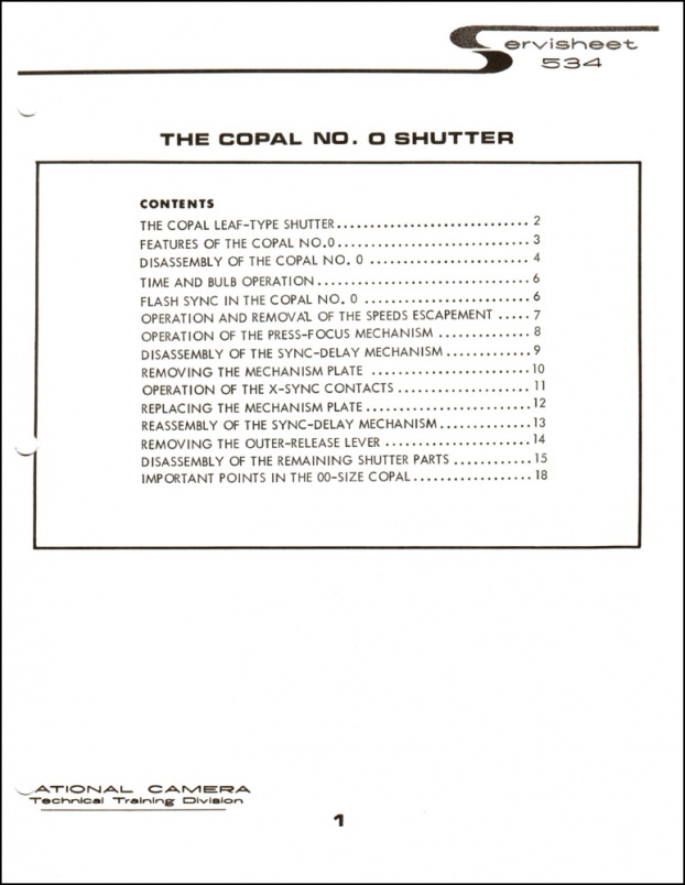 Copal #0 Shutter Service Guide