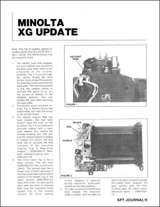 Minolta XG Series &quot;Updates&quot; Repair Article