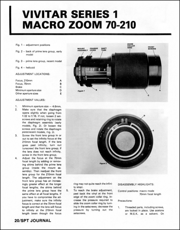 Vivitar Series-1 70-210mm f3.5 Repair Article
