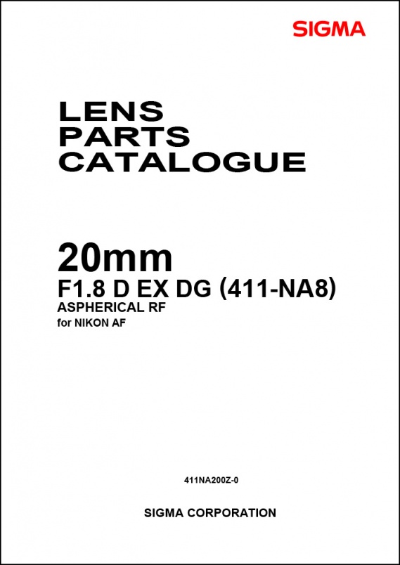Sigma 20mm f1.8D EX-DG (Nikon Mount) Parts List