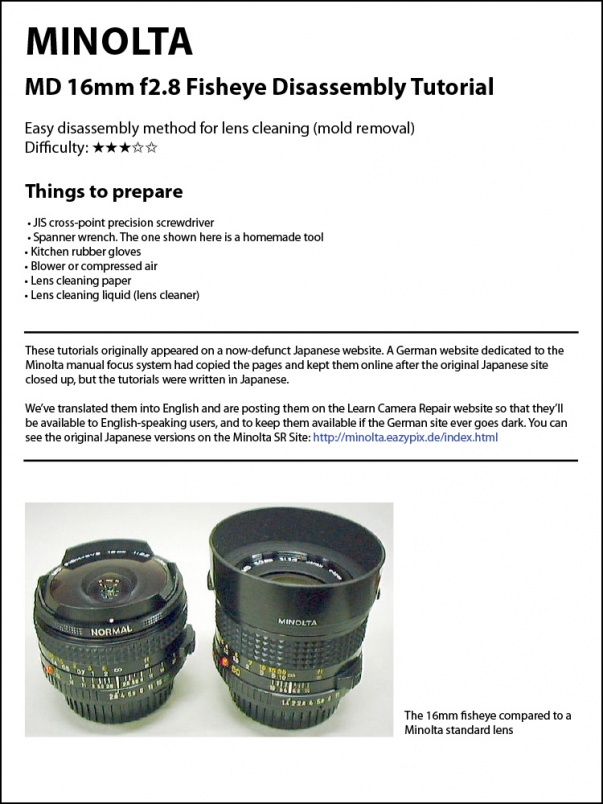 Minolta MD 16mm f2.8 Fisheye Lens Disassembly