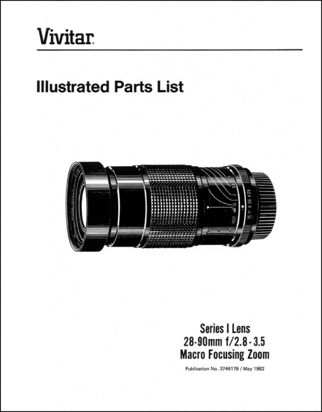 Vivitar Series-1 28-90mm f2.8-3.5 Parts Diagrams