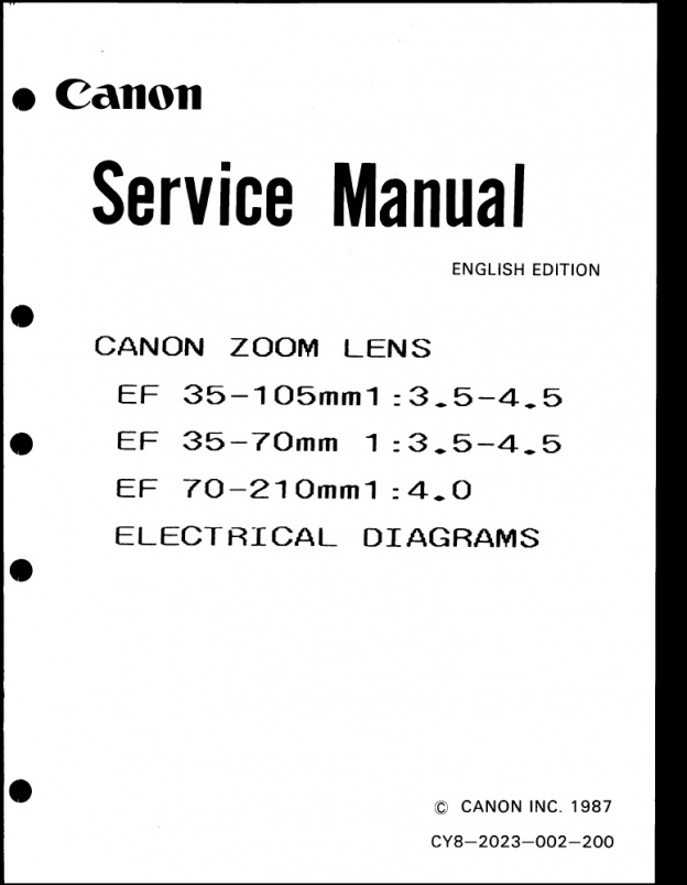 Product Details | Canon EF Zooms Service Manual | Canon | Service Manuals |  Learn Camera Repair