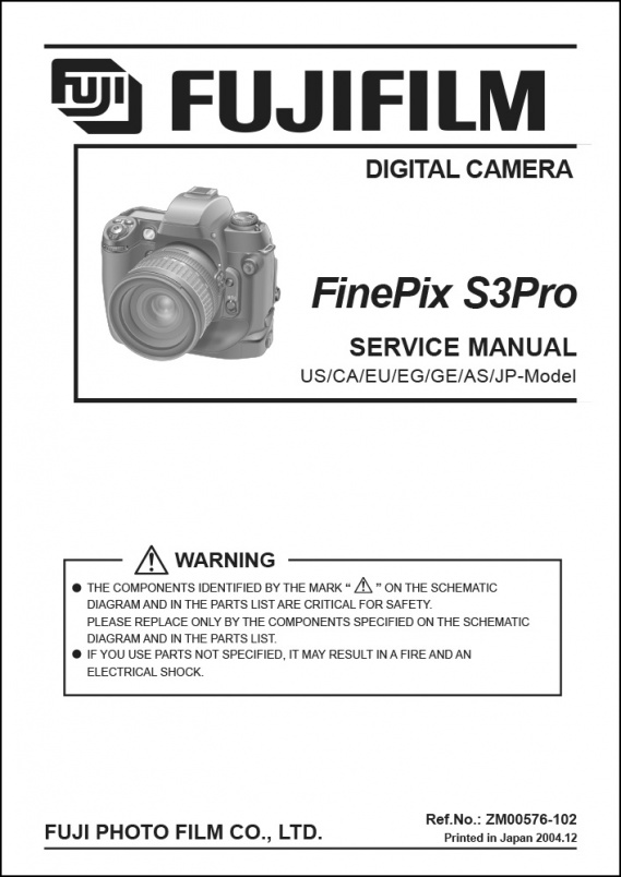 Concurrenten Lucky Kaap Product Details | Fuji S3 Pro Service Manual | Fuji | Service Manuals |  Learn Camera Repair