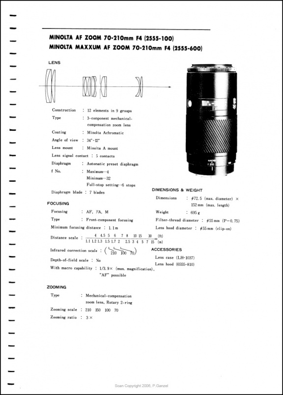 Minolta AF 70-210mm f4 Service Manual