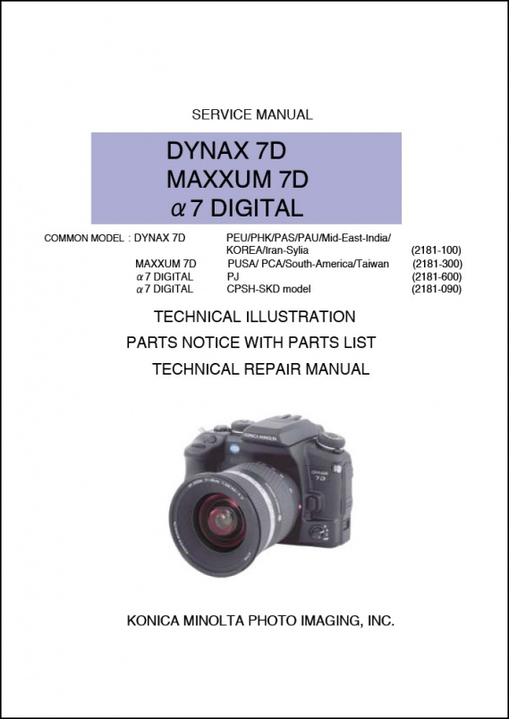 Konica Minolta Dynax 7D Instructions 