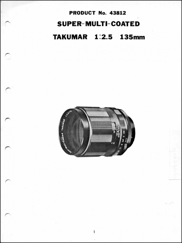 Product Details | Pentax Screwmount 135mm f2.5 SMC Takumar Service
