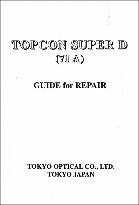 Topcon Super-D Service Manual
