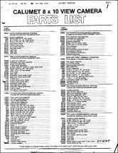Calumet 8x10 Parts List and Drawings