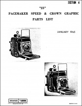 Graflex 2x3 Pacemaker Speed Graphic and Crown Graphic Parts Diagrams