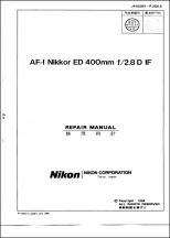 Nikon AF-I Nikkor 400mm f2.8D Lens Service Manual