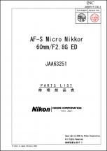Nikon AF-S Micro-Nikkor 60mm f2.8G ED Lens Parts List