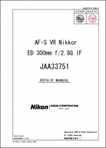 Nikon AF-S Nikkor 300mm f2.8G ED IF VR Lens Service Manual