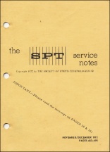SPT Service Notes: November-December 1972