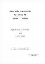 Sigma 28mm f1.8 Aspherical (Nikon Mount) Parts List