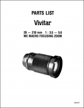 Vivitar 28-210mm f3.5-5.6 MC Macro Zoom Parts Diagrams