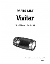Vivitar 70-300mm f4.2-5.8 Zoom Parts Diagrams